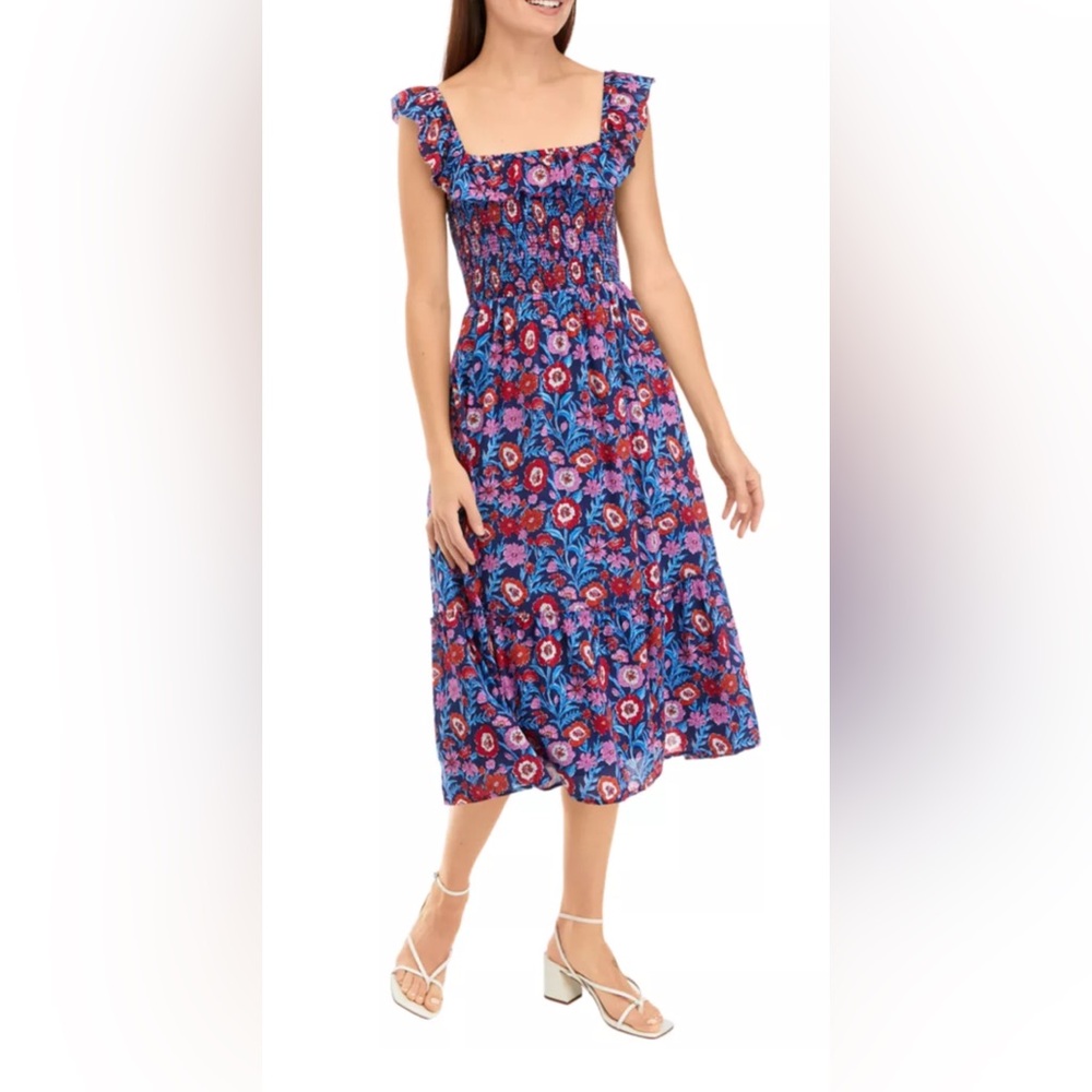 Vineyard Vines Cay Floral Smocked Midi Dress